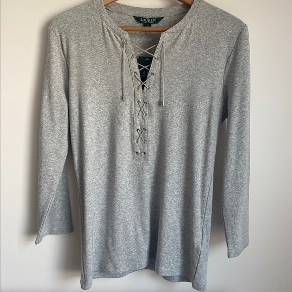 NWT Lauren Ralph Lauren Lace Up Front Top Size Large (L) - Picture 1 of 9